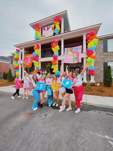 Electric Love Bid Day, Happy Bid Day Theme, Coming In Hot Bid Day, New Bids On The Block Bid Day, Chi Omega Bid Day, Picked The Best Bid Day, Electric Love, Chi Omega, Work Week