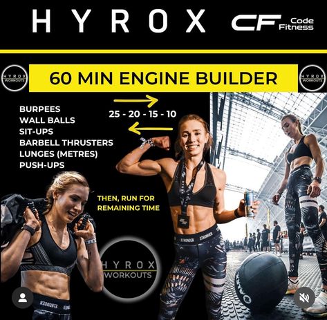 Hyrox Training Plan, Hyrox Training, Hyrox Workout, At Home Wods Crossfit, Crossfit Workouts Wod Strength, Upper Body Wod Crossfit At Home, Strength And Conditioning Workouts, Crossfit Hero Wod, Crossfit Workouts Wod