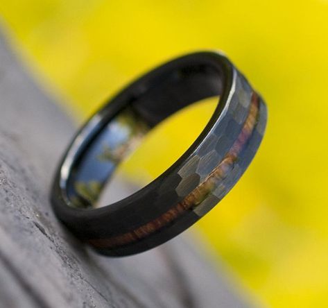 Black Tungsten Hammered Ring Wood Inlay 6MM Men Women Brush | Etsy Gold Band Wedding Ring, Black Tungsten Rings, Hammered Ring, Black Tungsten, Stacking Ring Set, Hammered Rings, Pink Morganite, Silver Stacking Rings, Morganite Engagement