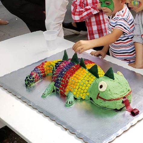 Geko Lizard Cake, Iguana Cake, Chameleon Cake, Lizard Cake, Reptile Party, 3rd Birthday Boys, Chameleon Lizard, Piping Icing, Cake Decorating Designs