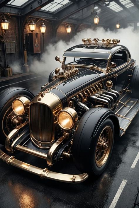 Steampunk Transportation, Steampunk Automobile, Steampunk Illustration, Steampunk Vehicle, Art Deco Car, Steampunk City, Steampunk Artwork, Steampunk Tendencies, Fantasy Cars