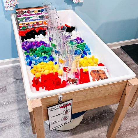 10 Fun Ways to Use Pom-Poms in... - Play to Learn Preschool Water Bottles Plastic, Play To Learn Preschool, Sensory Materials, Jamie White, Brown Bear Brown Bear, Sensory Activities Toddlers, Preschool Fine Motor, Bear Brown, Teaching Toddlers