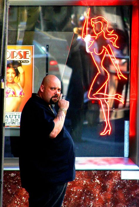 Strip Club Bouncer | by Thomas Hawk Bouncer Aesthetic, Character Brainstorm, Club Bouncer, Strip Clubs, Broken Dreams, Strip Mall, Character Reference, Night City, Character Designs