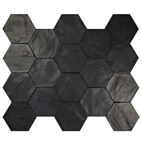 Casablanca Hex Night 5.5x6.3 Nemo Tile, Black Hexagon Tile, Hexagon Tile Floor, Hexagon Tile, Tile Saw, Tile Companies, Hexagon Tiles, Accent Tile, Bathroom Floor