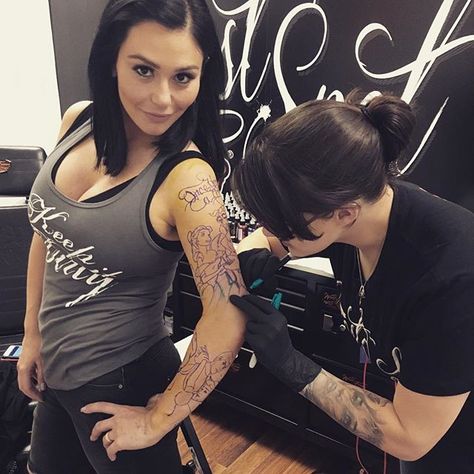 Once upon a time... JWOWW got inked. Disney Inspired Tattoo, Jenni Farley, Disney Inspired Tattoos, Disney Sleeve Tattoos, Disney Sleeve, C Tattoo, Disney Tattoo, Inked Magazine, Tattoo Videos