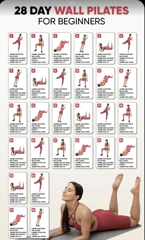 Discover the Benefits of Wall Pilates: A Beginner-Friendly Workout Guide Plates Wall Workout Free, Wall Pilates Double Leg Stretch, Wall Palates For Beginners Free, Wall Pilates For Beginners, Beginner Wall Pilates Workout, Wall Pilates Exercises Free Printable, Free Wall Pilates Workout Chart, Wall Pilates Free Workout Plan, Wall Yoga For Beginners