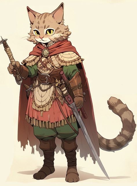 Tabaxi Alchemist, Animal Dnd Characters, Dnd Catfolk, Tabaxi Female, Tabaxi Art, Tabaxi Dnd, Cat Character Design, Dnd Cat, Cat Character