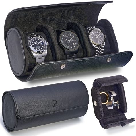 PRICES MAY VARY. LEATHER WATCHCASE – We make each black watch case leather bound with premium vegan napa black leather. The soft suede interior provides each watch case luxury undertones & the hidden magnetic clasp completes the luxury watch case feel PEACE OF MIND – The design of each watch carrying case is intended to keep your valuables protected & secure, without adding extra bulk. We make each leather watch case travel friendly with a unique flat base for elegant display when opened DON’T F