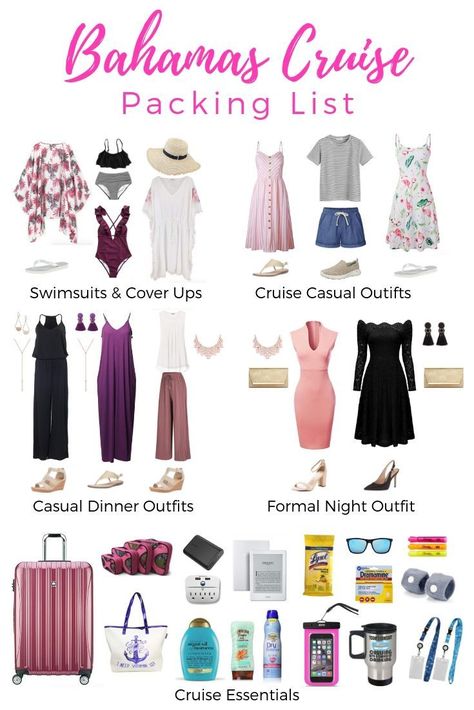 Bahamas Cruise Packing List, Cruise Outfits Caribbean, Pack For A Cruise, Cruise Wardrobe, Cruise Packing List, Cruise Attire, Cruise Packing Tips, Backpack Packing, Dinner Outfit Casual