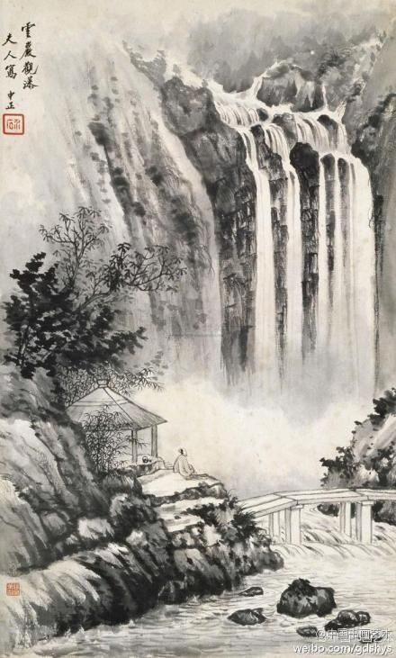 Japanese Drawing, Japanese Ink Painting, Asian Landscape, Waterfall Paintings, Waterfall Art, Japan Painting, Chinese Landscape Painting, Chinese Art Painting, Chinese Brush Painting