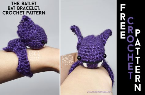 Bat Bracelet, Crochet Bat Pattern, Amigurumi Bat, Bat Halloween Costume, Crochet Pins, Crochet Bat, Crocheting Ideas, Bat Pattern, Bat Halloween