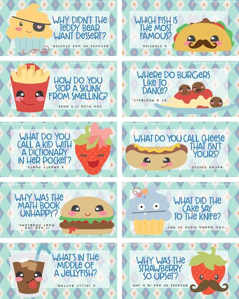 Kid's Lunch Note Jokes Printable – Dorky Doodles Lunch Box Jokes For Husband, Spring Jokes, Lunch Jokes, Lunchbox Printables, School Lunch Notes, Notes For Kids Lunches, Kids Lunch Box Notes, Lunchbox Notes For Kids, Kid Jokes