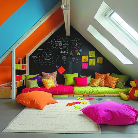 15+ Attic Room Designs Featuring Creative Playrooms for Kids • 333k+ Inspiring Lifestyle Ideas Attic Kids Bedroom, Attic Space Ideas, Attic Design Ideas, Loft Playroom, Small Playroom, Inspiring Lifestyle, Finished Attic, Attic Playroom, Kids Loft