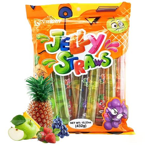 Jelly Straws, Tiktok Candy, Fat Free Snacks, Jelly Fruit, Jelly Candy, Baby Birthday Invitations, Sugar Candy, Fruit Jelly, Sour Candy