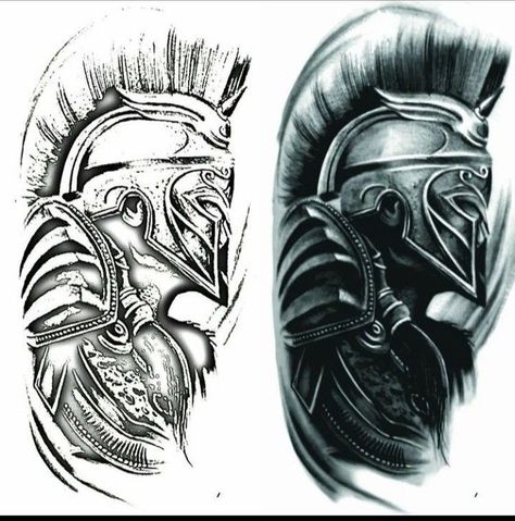 Spartan Helmet Tattoo, Greek Goddess Tattoo, Chicano Tattoos Lettering, Darkside Tattoo, Roman Tattoo, Japanese Tattoos For Men, Gladiator Tattoo, Bear Tattoo Designs, Helmet Tattoo