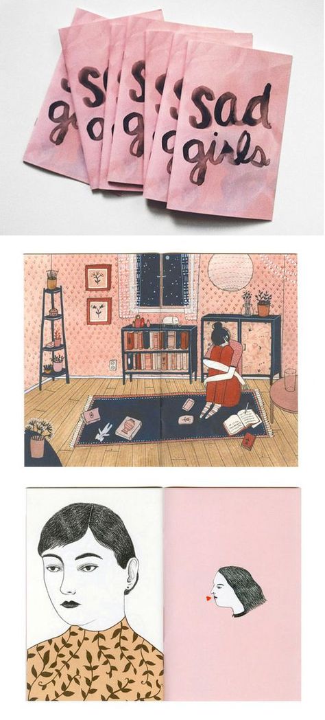 Sad-girls zine Zine Ideas Inspiration, Zine Illustration, Leah Goren, Zine Inspiration, Zine Ideas, Art Zine, Zine Design, Publication Design, Arte Sketchbook