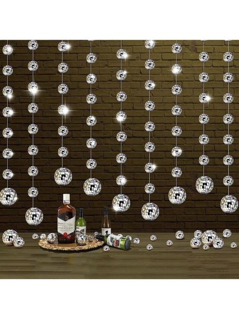 8pcs/set Shiny Silver Disco Mirror Ball Garland, Suitable For Diy Handmade Disco Themed Wedding Birthday Party Decoration, Hanging Ornament For Home Or Event Location | SHEIN USA Disco Themed Wedding, Disco Mirror, Ball Garland, Mirror Ball, Birthday Party Decoration, Themed Wedding, Shiny Silver, Diy Tools, Diy Handmade