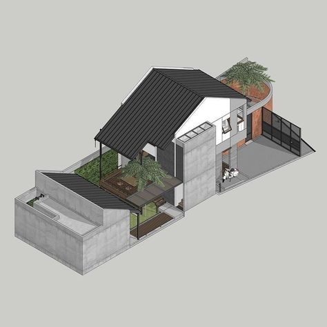 Studio Yume (@studioyume__) • Instagram photos and videos Roof Exterior Design, Small House Japan, Tropical Houses Architecture, Small House Architecture, South Jakarta, Roof Ideas, House Design Pictures, Layout Architecture, Architecture Design Concept