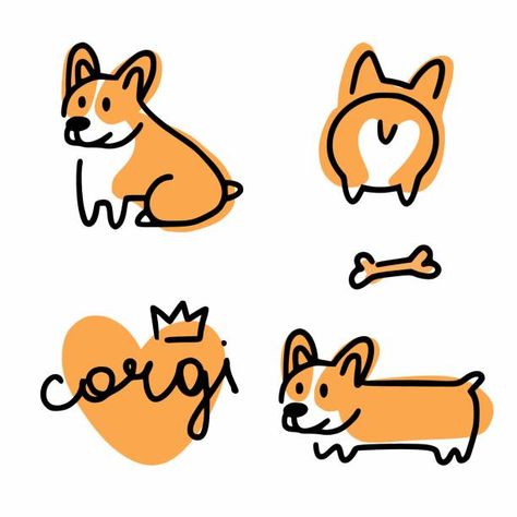 228 Corgi Stock Photos, Pictures & Royalty-Free Images - iStock How To Draw A Corgi Easy, Corgi Doodle Easy, Simple Corgi Drawing, Guide Dog Illustration, Corgi Line Drawing, Corgi Drawing Easy, Dog Illustration Simple, Corgi Doodle, Dog Cute Cartoon