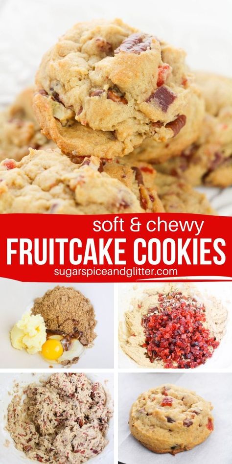 Fruitcake Cookies Fruitcake Cookies, Christmas Fruitcake, Unique Christmas Cookies, Salted Caramel Pretzels, Quick Cookies Recipes, Chocolate Chip Shortbread Cookies, Fruit Cake Cookies, Quick Cookies, Salted Caramel Mocha