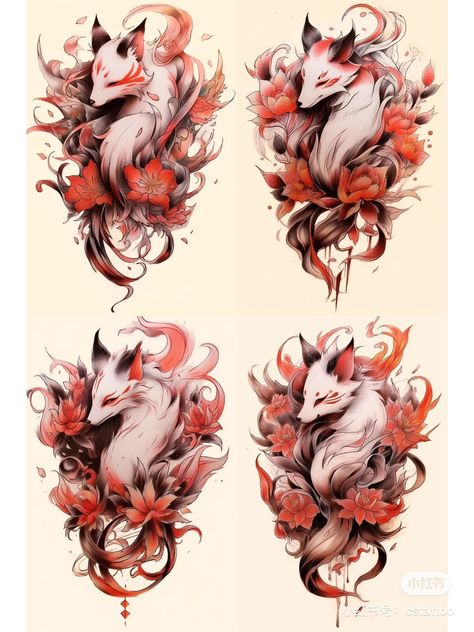 Japanese Fox Tattoo Design, Japanese Kitsune Tattoo, Kitsune Fox Tattoo, Japanese Fox Tattoo, Crisantemo Tattoo, Tiny Elephant Tattoo, Fox Tattoo Design, Tattoo Inspiration Men, Fantasy Tattoos