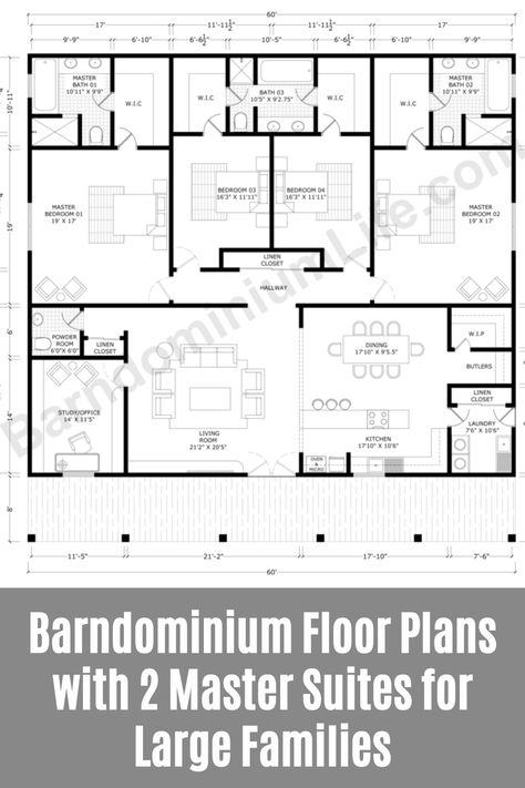 Industrial Home Plans Layout, Barndominium Floor Plans With Two Master Bedrooms, His And Her Closet Floor Plans, 2 Family Home Floor Plans, Ranch Style Homes With 2 Master Suites, Extended Family Home Floor Plans, Large 3 Bedroom House Plans, Two Master Barndominium, Double Master Suite House Plans One Story