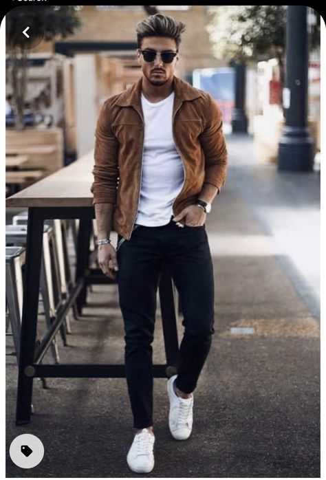 Herren Style, Stylish Men Casual, Mode Casual, Ranveer Singh, White Outfit, Mens Fashion Casual Outfits, Men Street, Mens Winter Fashion, Brown Jacket