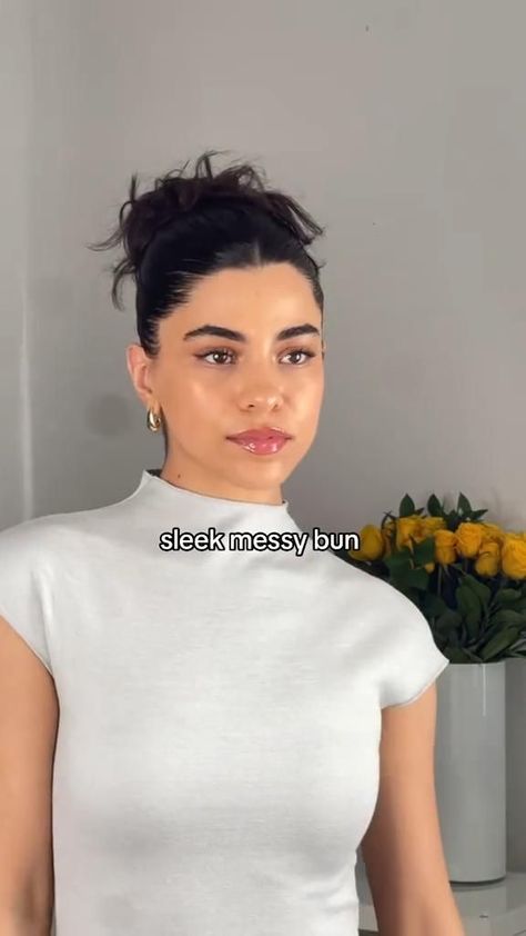 Gorgeous Messy Bun Styles Everyday Hairstyle Long Hair, Sleek Back Messy Bun, Messy Bun Very Long Hair, Messy Bun Hairstyles High, Fancy Bun Hairstyles Prom, Sleek Bun For Long Hair, Cute Messy High Bun, Sleek Messy Bun Tutorial, Thick Bun Hairstyles