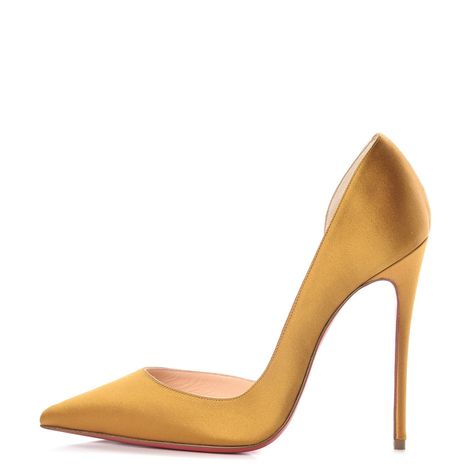 This is an authentic pair of CHRISTIAN LOUBOUTIN Satin Iriza 120 Pumps Size 36 in Yellow. These stylish pumps are crafted of golden mustard yellow satin fabric. These pumps have a long pointed toe and a 4.5 inch wrapped stiletto. These bold heels will add flair to any outfit, with the distinct style from Christian Louboutin! Bold Heels, Yellow Satin, Handbag Outlet, Luxury Items, Mustard Yellow, Satin Fabric, Luxury Handbags, Luxury Bags, Christian Louboutin