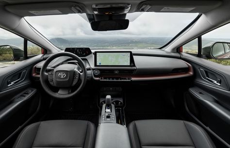 Prius Interior, Prius 2023, Prius Prime, Toyota Prius Prime, Motor Generator, Solar Roof, Hybrid Design, Glass Roof, Red Interior