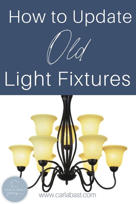 Like many of my clients in older homes, you’re surrounded by endless oak, beige, and…old light fixtures. It can be tough to know where to start. Look to your lighting fixtures. How do you make old light fixtures look good? Farmhouse light fixtures, Dining room light fixtures, bathroom light fixtures, lights, old lights, 90s lights, spray paint light fixture, new lights, lighting ideas, bedroom lights, bedroom light fixture, kitchen pendants, kitchen lights, kitchen light fixtures, chandelier Diy Painting Light Fixtures, Update Kitchen Light Fixture, Update Kitchen Chandelier, Refurbished Light Fixtures, Spray Paint Light Fixture Gold, How To Update Light Fixtures, Updated Kitchen Lighting, Traditional Dining Room Light Fixtures, Updating Chandelier Diy Dining Room