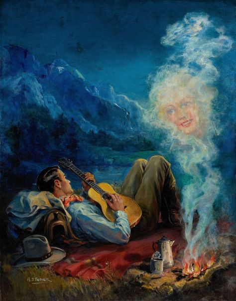 James Halperin, Cowboy Playing Guitar, Pulp Illustration, Pulp Magazine, West Art, Pulp Art, Music Photo, Western Art, Old West