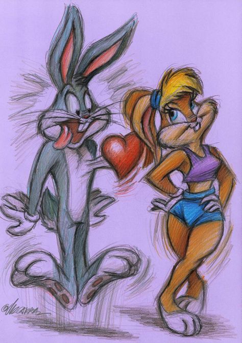 Lola And Bugs Bunny Drawing, Bugs Bunny Drawing, Looney Tunes Show, Comic Book Girl, Bunny Tattoos, Cartoon Character Tattoos, Funny Cartoon Pictures, Easy Love Drawings, Bunny Drawing