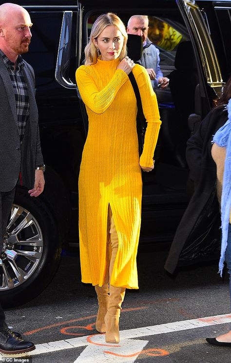 Savile Row Tailoring, Colourful Dress, Sixties Fashion, Celebrity Sightings, Ribbed Dress, Camilla And Marc, Mary Poppins, Ribbed Dresses, Yellow Fashion