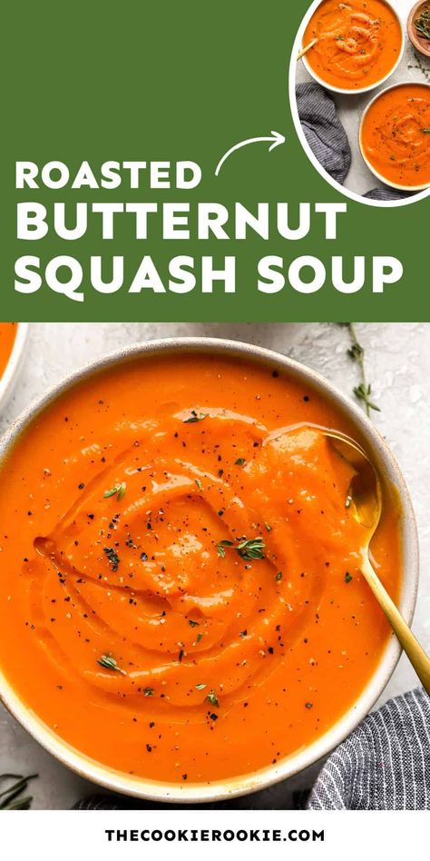 Butternut Squash Soup Butternut Squash Bisque Soup, Butternut Squash Soup Crockpot, Best Butternut Squash Soup, Savory Butternut Squash, Butternut Squash Bisque, Crockpot Soups, Beef Recipe Instant Pot, Comfort Pasta, Soup Ideas