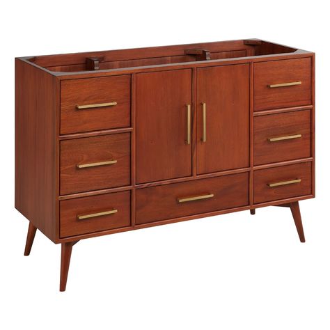 48" Novak Vanity with Undermount Sink - Golden Ember Mahogany Vanity, 48" Vanity, Teak Vanity, Teak Mirror, Quartz Vanity Tops, Undermount Sinks, Vanity Basin, Single Sink Vanity, Marble Vanity Tops