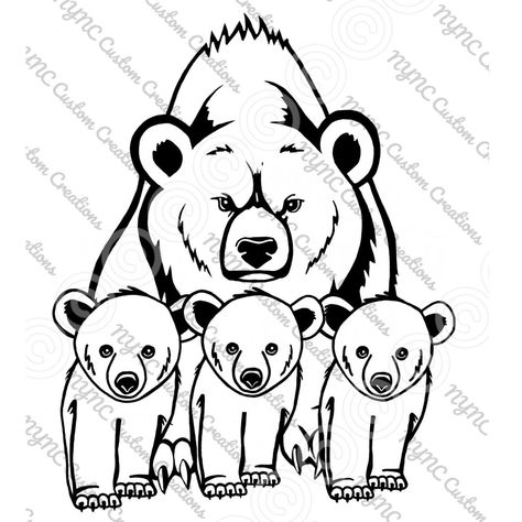 Baby Bear Tattoo, Cubs Tattoo, Single Line Drawing, Bear Tattoo, Bear Cub, Animal Silhouette, Space Program, Bear Cubs, Mom Tattoos