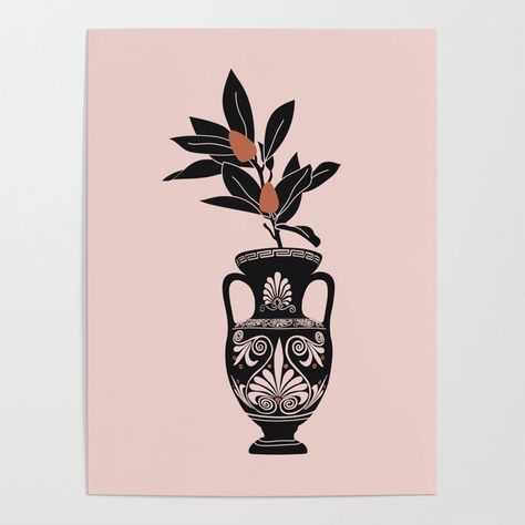 Grecian Vase Tattoo, Greek Flowers Tattoo, Amphora Tattoo, Greek Vase Art, Greek Vase Tattoo, Vase Logo, Vase Tattoo, Hipster Tattoo, Greek Vase