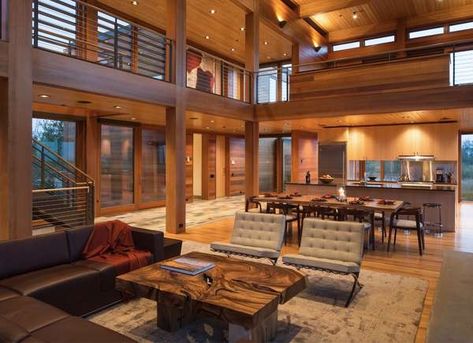 Red Cedar Ceiling In Spacious Living Room | Wood Ceiling Ideas  (Photo: Teton Heritage Builders) Cedar Ceiling Living Room, Cedar Ceiling, Tan Walls, Rustic Home Interiors, Rustic Porch, Rustic Farmhouse Style, Rustic Living, Wood Ceilings, Family Room Design