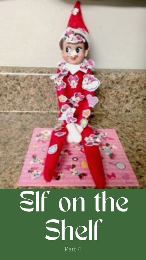 Elf on the Shelf goes crazy with stickers! Elf on the Shelf IDEAS! 4 pages worth so far! Elf On The Shelf Ideas With Stickers, Multiple Elf On The Shelf Ideas, Elf Ideas, Elf On The Shelf Ideas, Shelf Ideas, On The Shelf, Part 4, Elf On The Shelf, Elf