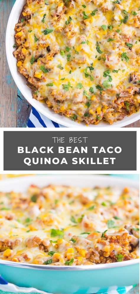 Black Bean And Quinoa Tacos, Quinoa Taco Skillet, Quinoa Black Bean Recipes, Beef And Quinoa Recipes, Bean Meals, Taco Quinoa, Quinoa Black Bean Salad, Quinoa Skillet, Quick Foods