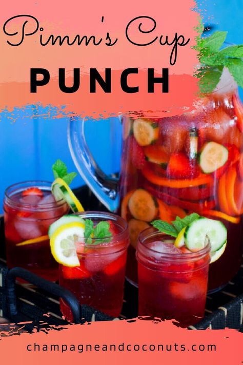 Everyone loves a pitcher of Pimm's Cup Punch! Great to serve for a crowd, this twist on the classic Pimm's No. 1 cocktail recipe is a delight. It's kind of like a cross between a classic Pimm's and a gin sangria. We love serving all summer long and even into the fall. #pimmscup #punchrecipes #pimms #gin #cocktailrecipes #ginrecipes Pimms Cup Recipe, Mango Mimosa Recipe, Gin Sangria, Pimms Punch, Pimms Recipe, Whiskey And Ginger Ale, Pimms Cocktail, July Cocktails, Refreshing Drinks Alcohol