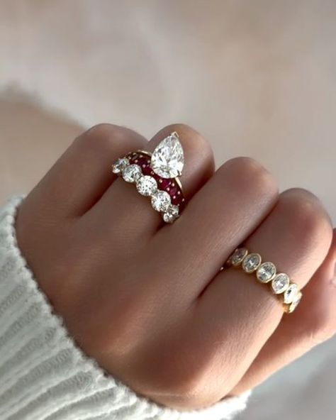 Blake Asaad on Instagram: "This 3-carat Tilted Pear Cut engagement ring is designed to sparkle and stack beautifully. It pairs perfectly with any stack—so, which look is your favorite? 💍 This ring is part of our ready-to-ship collection, so you can have it tomorrow.✨ Get it before it’s gone. DM for more details or if you have any questions. 💌  Embark on your bespoke ring journey with expert guidance🫶🏻  📧 Drop us a line at hello@goodstoneinc.com  💍 Find your perfect match in our exclusive collections  🖱️ Experience our craftsmanship at www.goodstoneinc.com  #goodstone" Tilted Pear Ring, Drop Engagement Ring, Engagement Ring Stack, Pear Cut Engagement Ring, Pear Cut Engagement Rings, Pear Ring, Bespoke Rings, Ring Stack, Line At