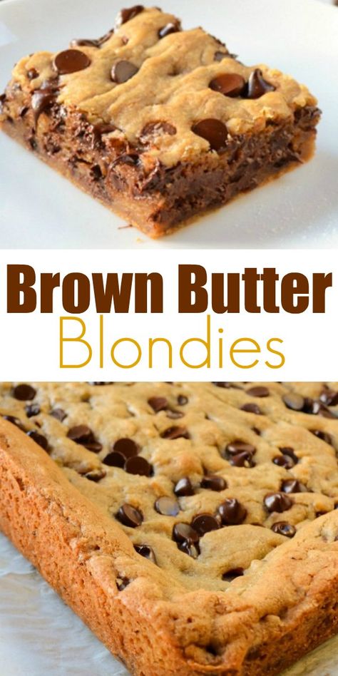 Browned Butter Cookie Bars, Brown Butter Cookie Bars, Best Blondies Recipe, Brown Butter Blondies, Blondies Brownies, Blonde Brownies, Chocolate Blondies, Brown Butter Chocolate Chip, Sweets Chocolate