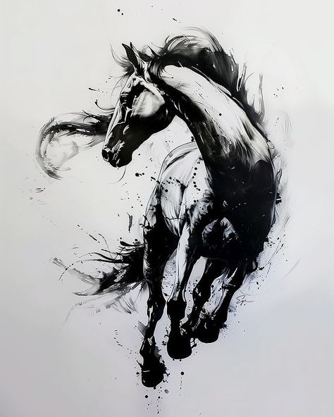 #horsepainting • Instagram Cool Nature Tattoos, Equine Tattoo, Horse Paintings Acrylic, Abstract Horses, Archer Tattoo, Abstract Horse Art, Horse Tattoo Design, Martial Arts Quotes, Cool Nature