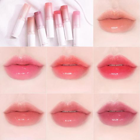 Korean Makeup Products Lipsticks, Korean Lipstick Shades, Korean Lipstick Products, Romand Glasting Melting Balm, Lipstick Korean, Korean Lipstick, Melting Balm, Makeup Layout, Korean Makeup Brands