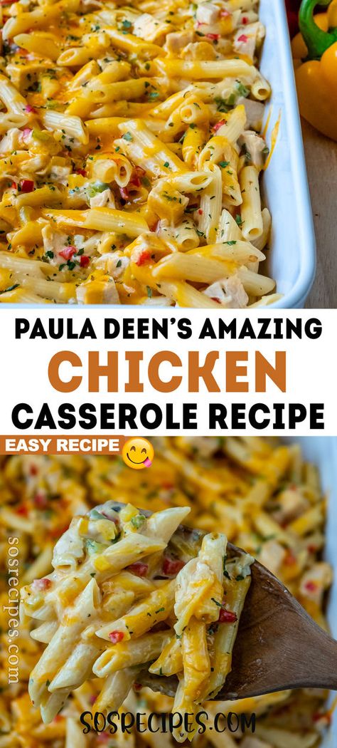 Full disclaimer, I tweaked Paula Deen’s chicken casserole recipe a little bit. I think her creamy chicken casserole is amazing, but to me it lacked a bit of color. Food looks so much better when it has color so I added red, green, and yellow bell pepper to it. Paula Deen's Amazing Chicken Casserole, Paula Deen's Chicken Casserole, Chicken Casserole Dinner Recipes, Paula Deen Chicken Casserole Recipes, Chick3n Recipes, Roasted Chicken Casserole Recipes, Small Chicken Casserole Recipes, Pulled Chicken Casserole, Chicken Primavera Casserole