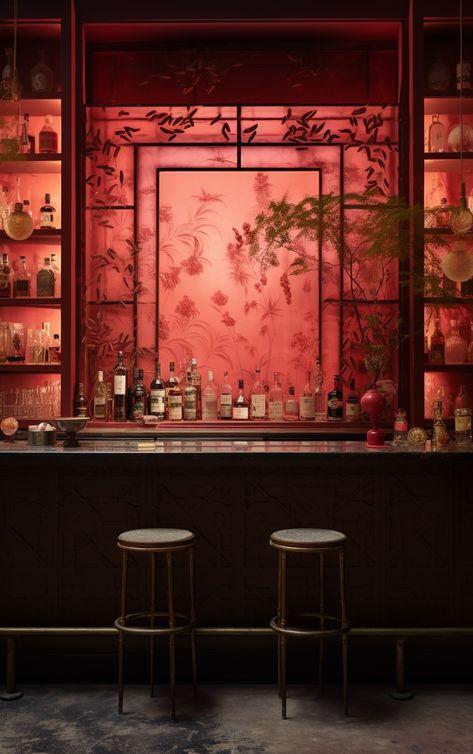 Chinese Screen Design, Korean Restaurant Aesthetic Interior, Vietnamese Restaurant Interior, Family Restaurant Interior Design, Asian Restaurant Interior Design, Chinese Bar, Bar Design Ideas, Japanese Bar, Cafe Concept