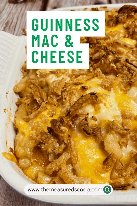 Satisfy your cravings with this hearty and flavorful Guinness Mac & Cheese. This easy dinner side dish can easily be a main dish. And it's simple to make gluten-free with 2 substitutions. Celebrate St. Patrick's day with this Pasta and cheese dish using Irish cheddar, Irish butter, and Irish beer! This is a great family meal that compliments steaks, roasted chicken, or as a vegetarian main dish! Traditional Irish Side Dishes, Irish Mac And Cheese, Mac N Cheese Crockpot, Easy Dinner Side Dishes, St Patricks Food, Pasta And Cheese, Easy Dinner Sides, Vegetarian Main Dish, Easy Roasted Potatoes