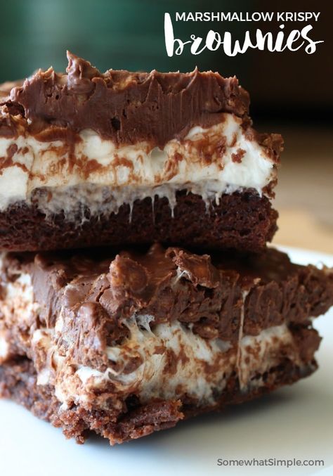 Recipes Using Marshmallows, Decadent Brownies, Chewy Chocolate Brownies, Brownie Toppings, Marshmallow Creme, Marshmallow Fluff, Yummy Yummy, Brownie Recipes, Krispie Treats